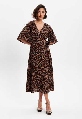 Liquorish - Robe midi léopard à manches courtes 2