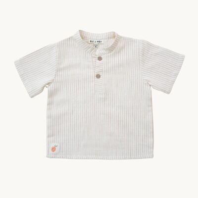 Striped mandarin collar top for child/baby 100% cotton OKEO-TEX