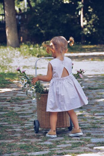 Robe d'été rayée enfant / bébé 100% coton, dos ouvert dentelle 1