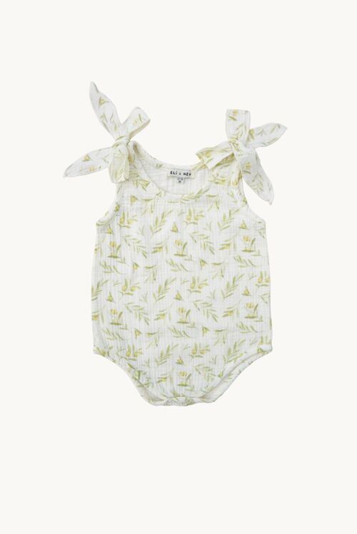 Barboteuse bébé 100% gaze de coton motif olives