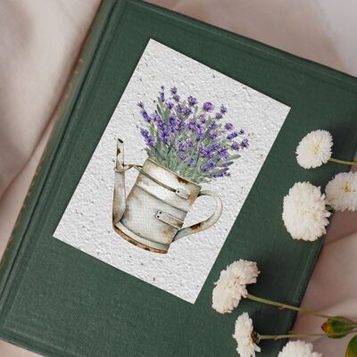 Postkarte zur Pflanze Nr. 50 „Lavendel-Gießkanne“ 10er-Set