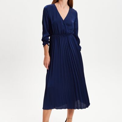 Liquorish Navy Midi Dress With Pleat Details