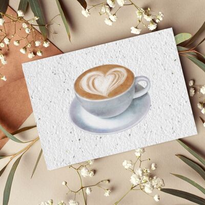 Carte postale à planter #60 "Café crème" Lot de 10