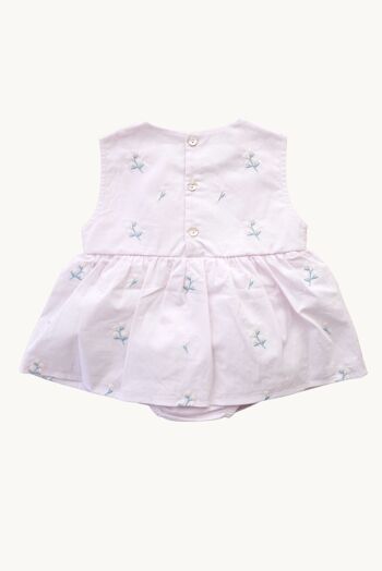 Barboteuse bébé 100% coton couelur lila broderies fleurs 3