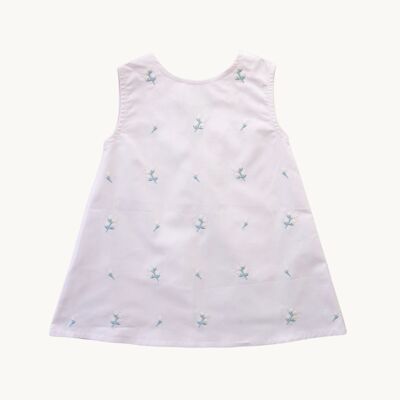 Vestido niño/bebé verano 100% algodón bordado flores lila lavanda
