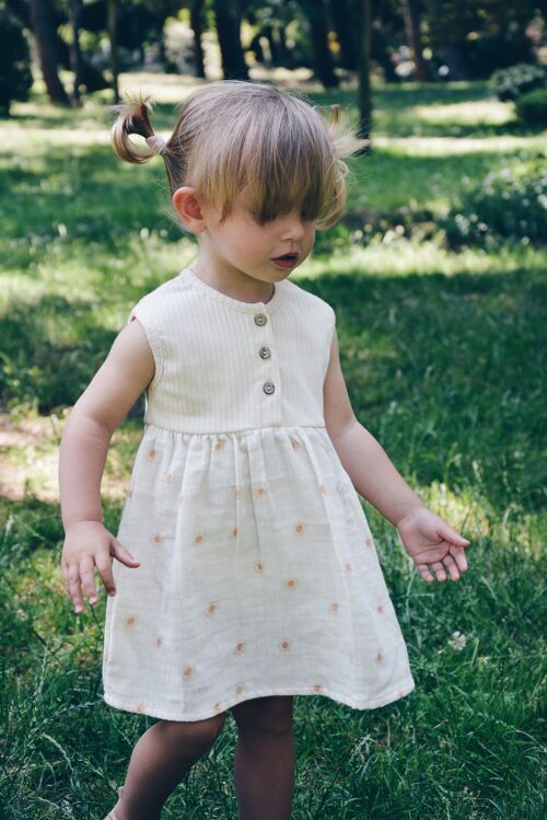 Robe d'été enfant / bébé en coton OEKO-TEX motif soleils