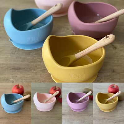 SET OF 3 First Meal Sets in natural silicone and bamboo