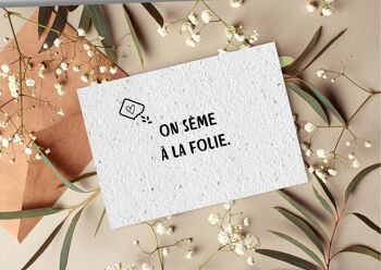 Carte postale à planter #2 "On sème à la folie" Lot de 10 1