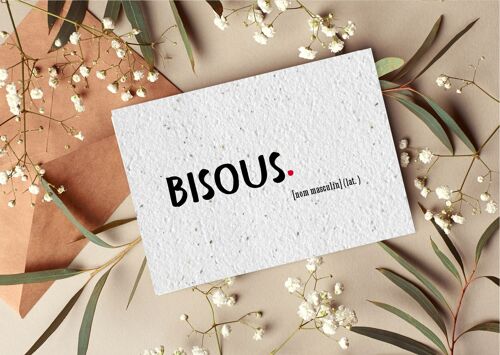 Carte postale à planter #6 "Bisous. (nom)" Lot de 10