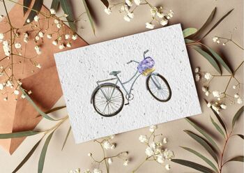 Carte postale à planter #52 "Vélo lavande" Lot de 10 1