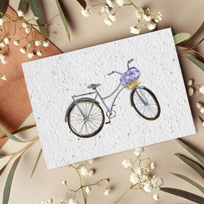 Carte postale à planter #52 "Vélo lavande" Lot de 10