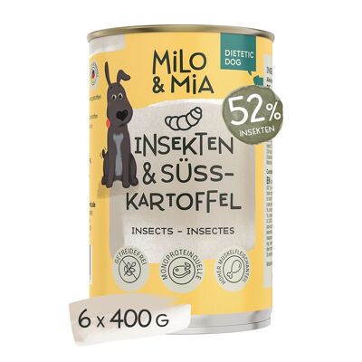 Milo & Mia - Nourriture humide premium - Chien Adulte - Chien diététique - Insectes & Patate Douce 400g