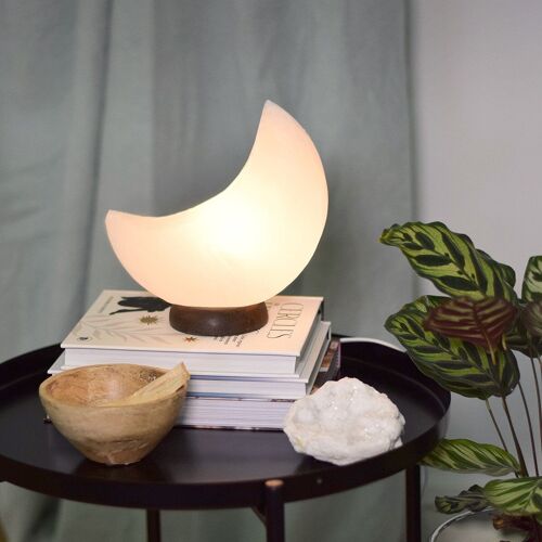 Lampe en Cristal de Sel Blanc - Lune