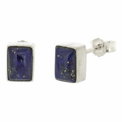 Boucles d'oreilles rectangulaires en lapis-lazuli avec boîte de présentation