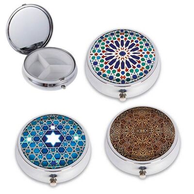 Assortment of 3 arabesque metal pill boxes