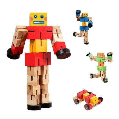 robot trasformatore in legno