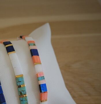 TILA - bracelet - bleu, turquoise, orange - bijoux femme - cadeaux - Showroom été - plage 2