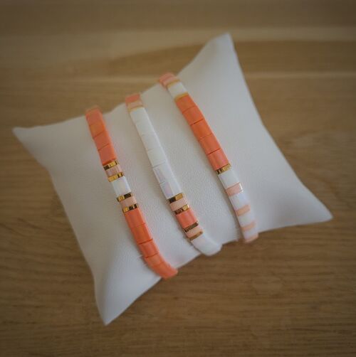 TILA - bracelet - orange, blanc, rose tea - bijoux femme - fête des mères