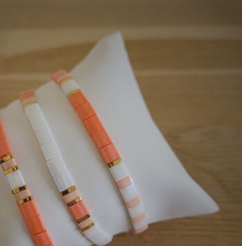 TILA - bracelet - orange, blanc, rose tea - bijoux femme - fête des mères 3