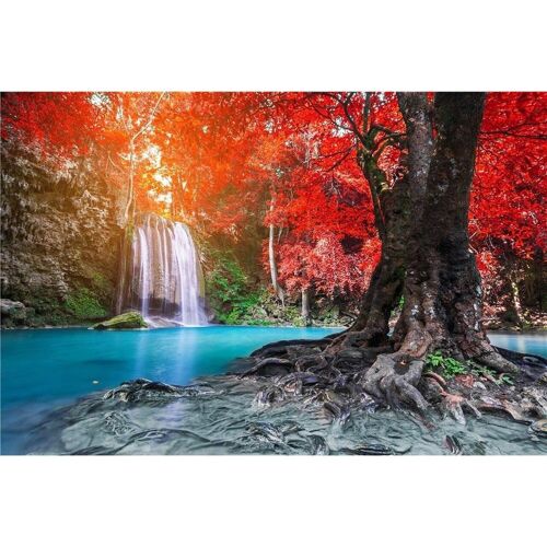 Diamond Painting Waterfall in an Autumn Forest, 30x40 cm, Square Drills