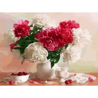 Diamond Painting "Fresh Bouquet", 40x30 cm, Square Drills with Frame