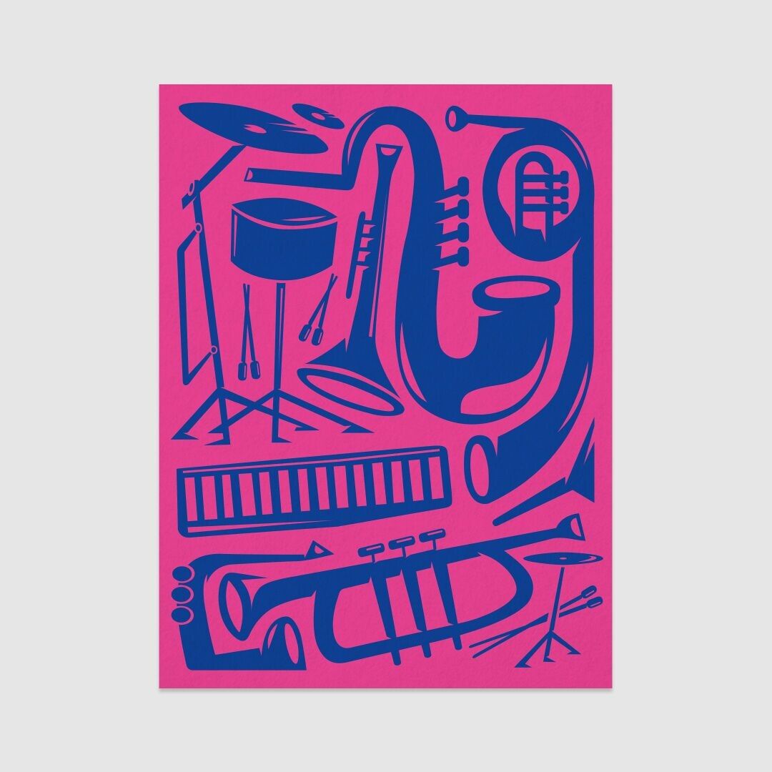 Poster / Stampa artistica - Collezione musicale - Jazz Magenta-Blu (30x40cm e 50x70cm)