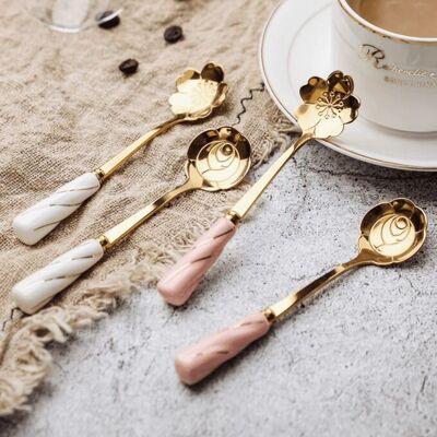 Ceramic Handle Stainless Steel Dessert Spoon