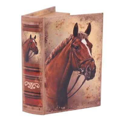 Caja de libros 20 cm Caballo marrón