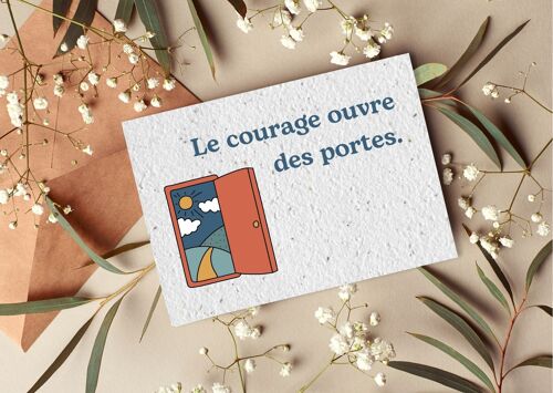 Carte postale à planter #16 "Le courage ouvre des portes" Lot de 10