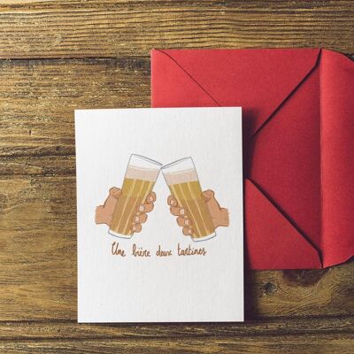 Postcard One beer two toasts