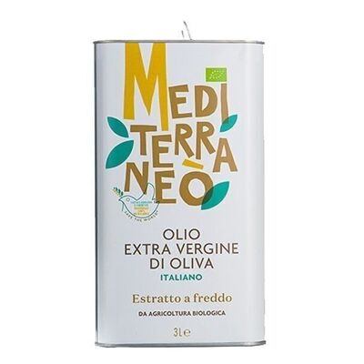 100% ITALIAN ORGANIC Extra Virgin Olive Oil Mediterraneò 3 l