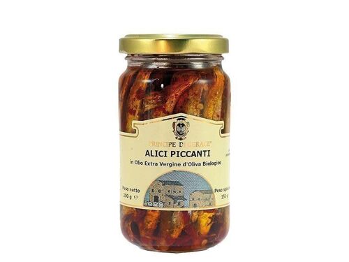 Alici FOS al peperoncino in olio extra vergine di oliva biologico 200 gr