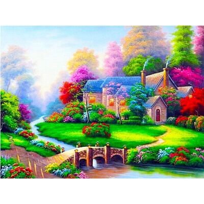 Diamond Painting The House by the River, 40x50 cm, Square Drills