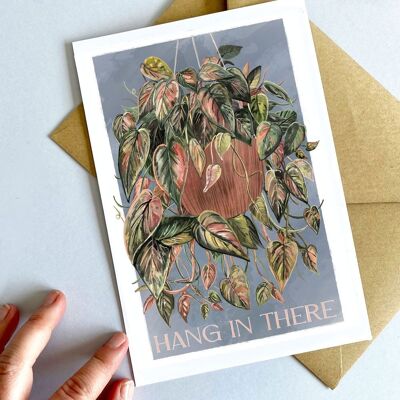 Hang in There Trailing House Plant Art Print / Biglietto d'auguri