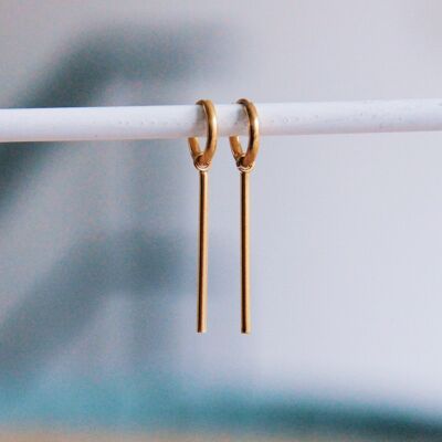 Boucles d'oreilles créoles avec barrette XL en acier inoxydable – doré