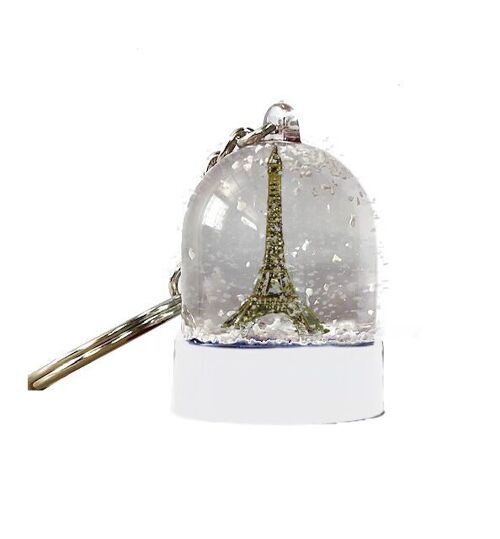 Porte clefs Boule à neige socle blanc Tour Eiffel (lot de 6)