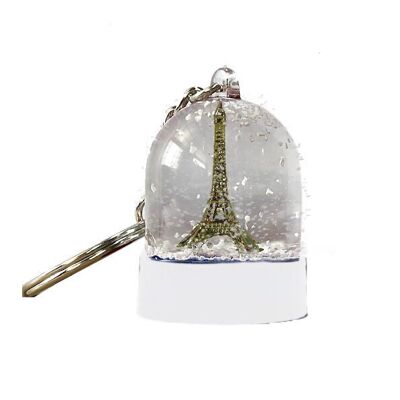 Snow globe key ring with white base Eiffel Tower (set of 6)