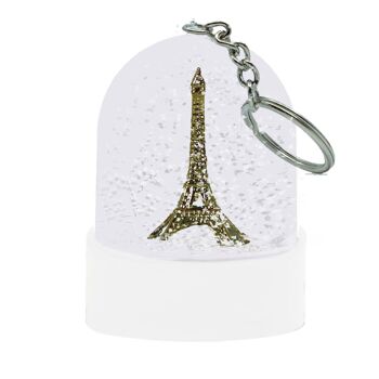 Porte clefs Boule à neige socle blanc Tour Eiffel (lot de 6) 2