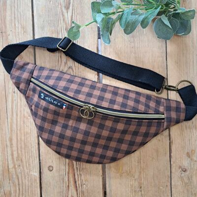 Brown check fanny pack