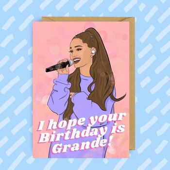Carte d’anniversaire inspirée d’Ariana Grande | Pop-star | Pop gay 1