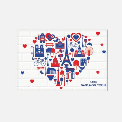 Metal magnet Paris in my Heart (set of 5)