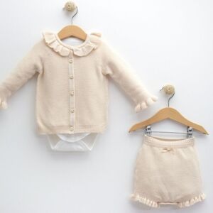 Un paquet de quatre tailles 100% coton tricoté, ensemble élégant pour bébé, Cardigan, short et corps