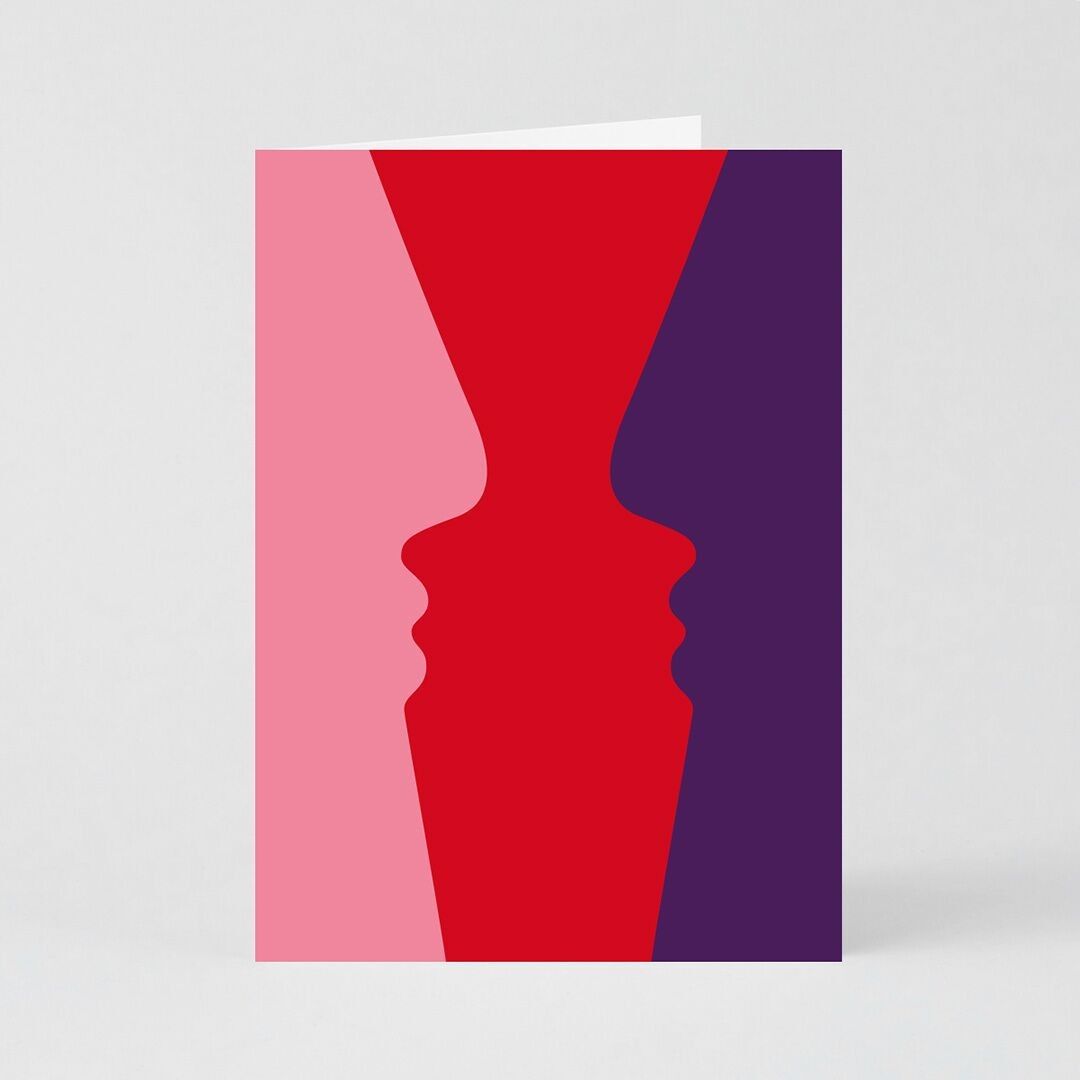 Biglietto d'auguri (piegato) + busta - Volti (13x18 cm / 5x7 pollici)