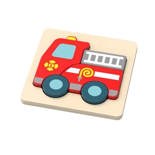 Petit puzzle en bois - Camion de pompier