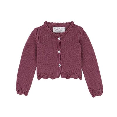 BURGUNDY PINK BABY SHORT CARDIGAN