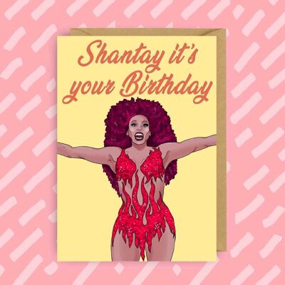 Tarjeta LGBT "Santay es tu cumpleaños" de RuPaul's Drag Race