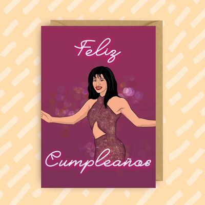 Tarjeta de cumpleaños inspirada en Selena Feliz Cumpleaños