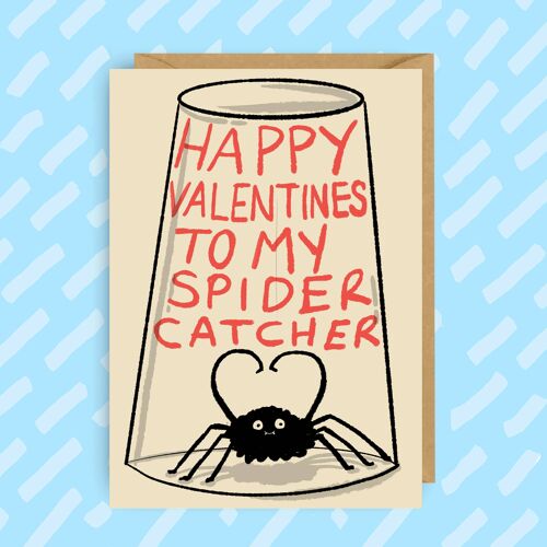 Spider Catcher Valentines card | Funny | Illustration