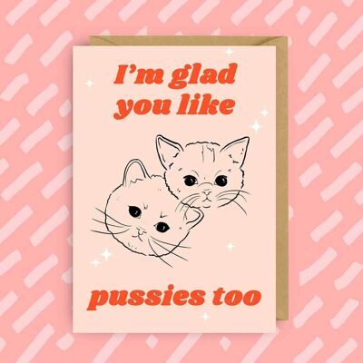 Tarjeta de San Valentín lesbiana de gato divertido | Grosero | LGBTQ+