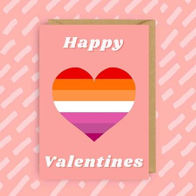 Happy Valentines Lesbian Flag | LGBT | Queer | Gay Cards